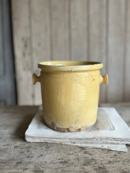 Small Antique Yellow Confiture Pot