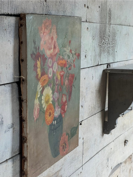 French Vintage Floral on Canvas 1930