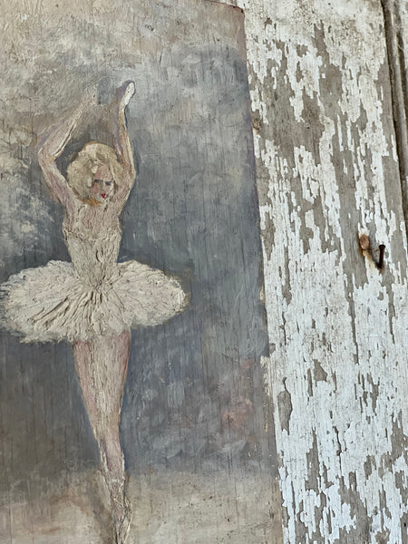Vintage Ballerina Oil on Board