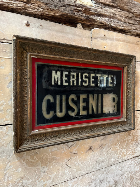 Antique French Glass Sign