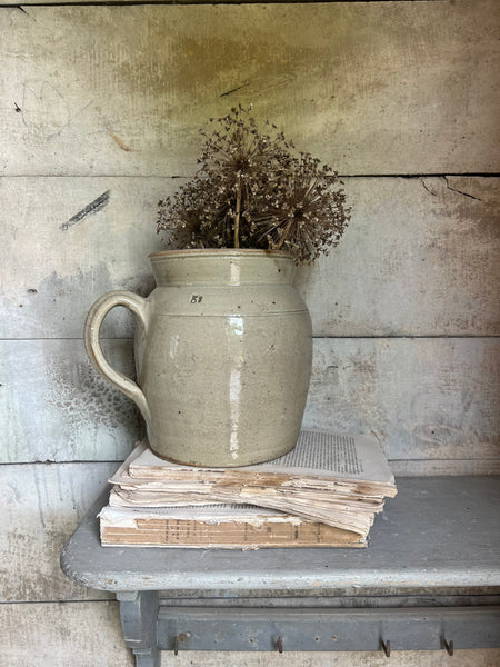 Large French Stoneware Handled Pot