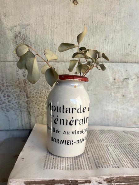 French Stoneware Moutarde de Te Meraire Mustard Jar