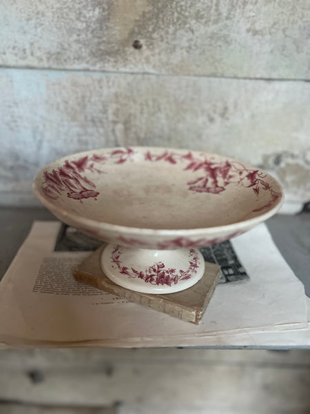 Beautiful French Floral Transferware raised dish