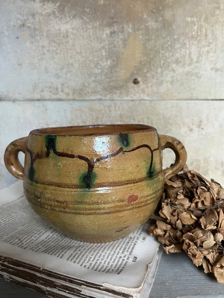 Earthenware Handled French Vintage Pot