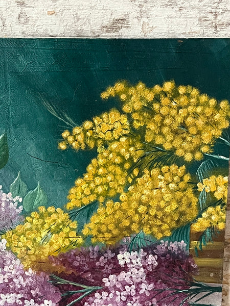 French Vintage Floral Oil on Board