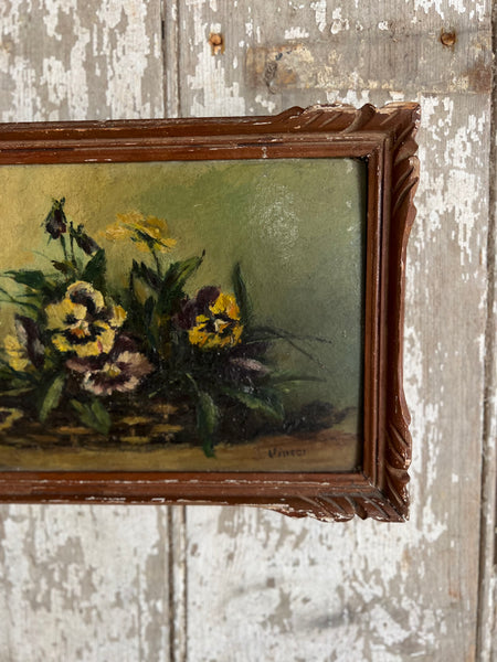 Beautiful Shabby Chic Framed French Floral Pansy