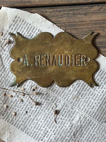 Vintage French Name plaque