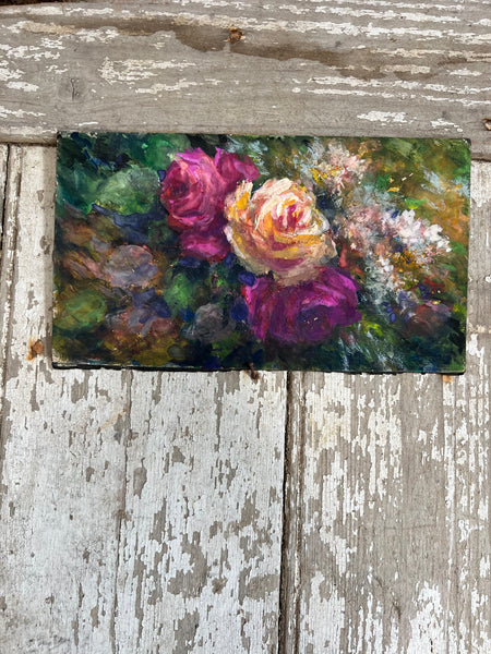 Beautiful French Floral Oil on Board