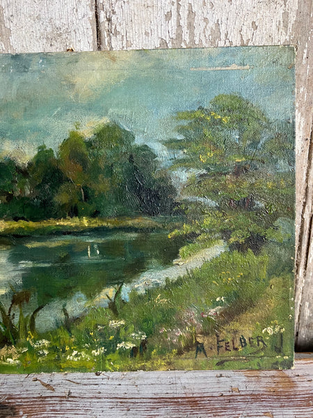 French Landscape Oil on Board