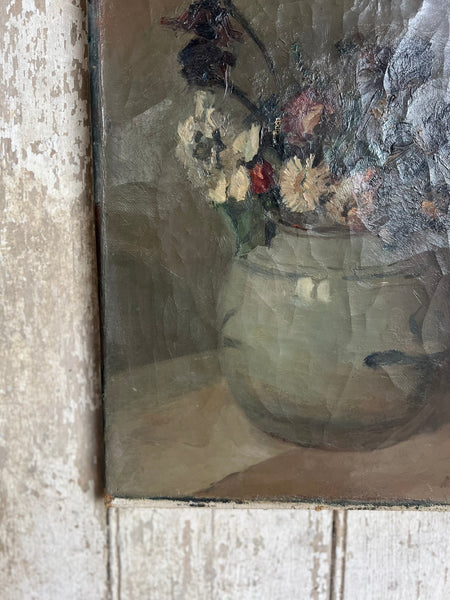 Beautiful Dark French Floral Oil on Canvas