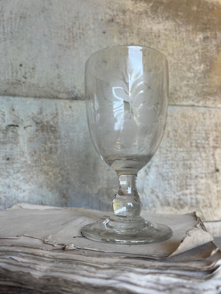Vintage French Etched Floral Glass