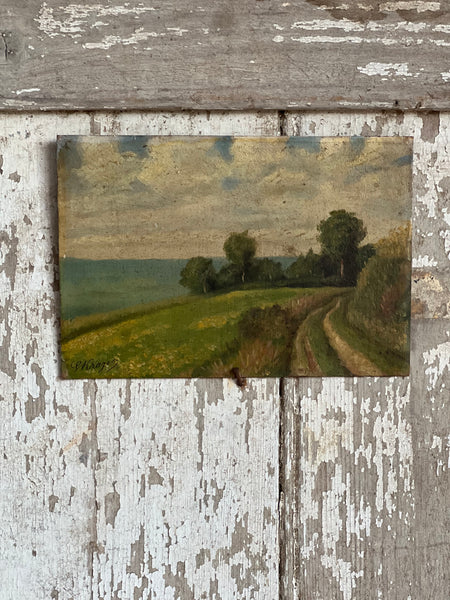 1894 French Landscape Oil on Board