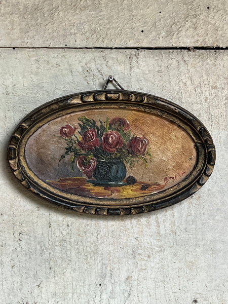Small Framed French Floral Oil Painting