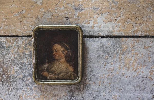 18C Italian Sleeping Child Oil on Canvas