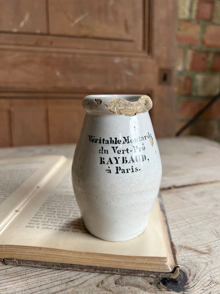 Branded French Sarreguemines Porcelain Mustard Jar