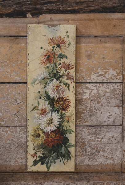 Rustic Floral Oil on Canvas