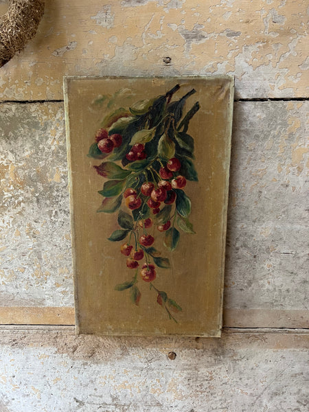 Vintage French Fruit Oil on Canvas