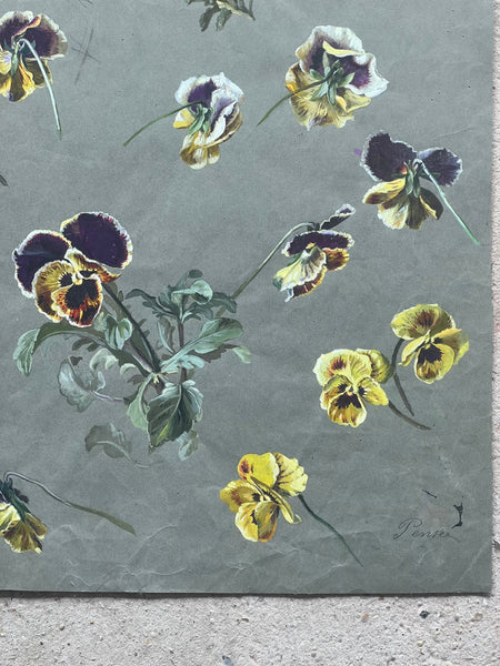 Gorgeous Pansy Vintage Painting