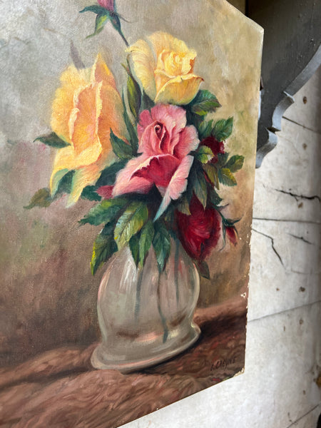 French Floral Oil on Canvas