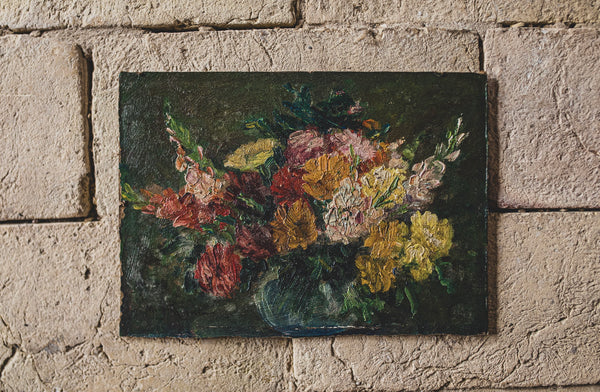 Beautiful French Floral Oil on Board