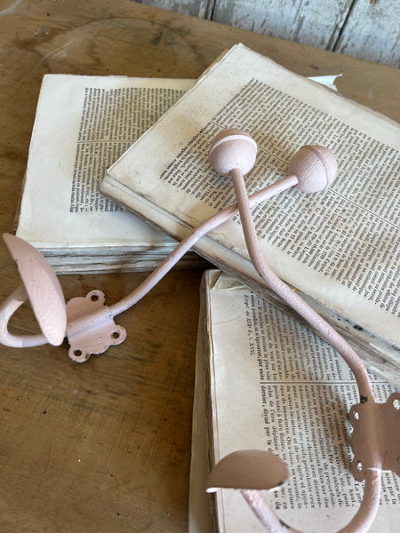 Pink painted french wall hooks