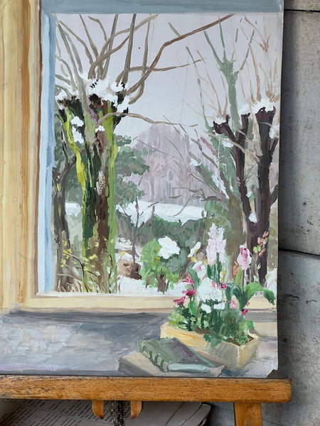 Sweet Vintage French Oil Painting