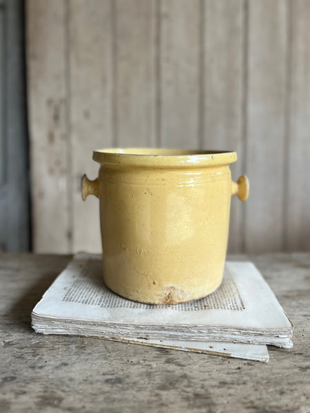 Small Antique Yellow Confiture Pot