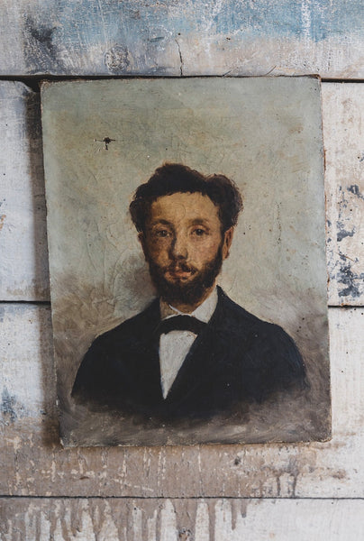 French Male Portrait Oil on Canvas