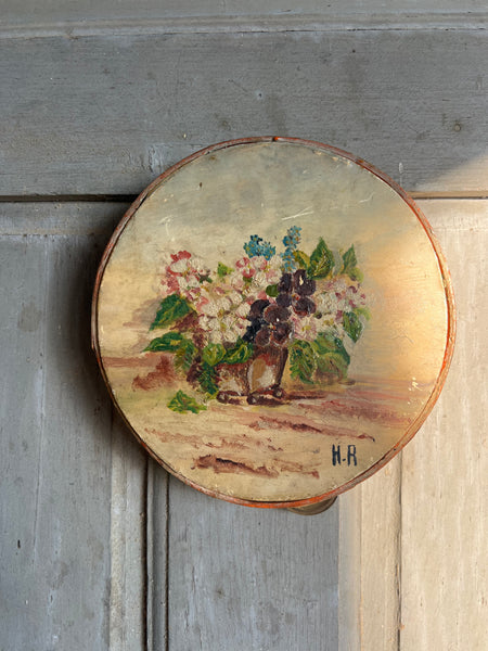 Sweet Painted Floral French Vintage Tambourine