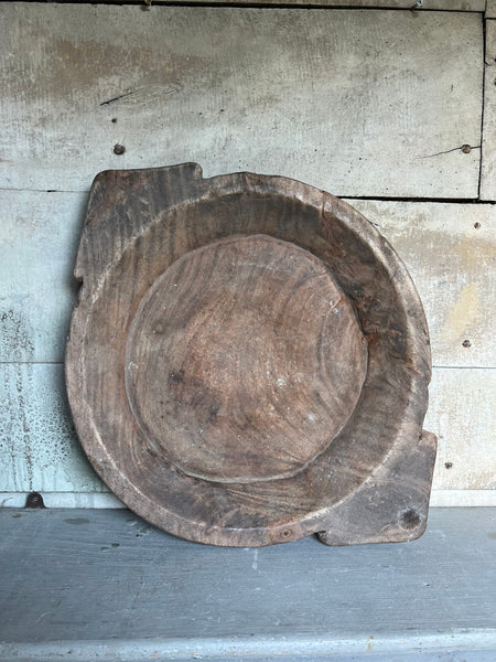 Large Vintage Wooden French Bowl