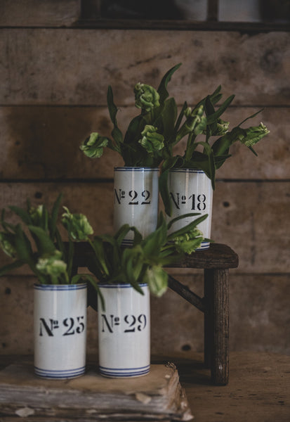 Antique Numbered Spongware Mugs