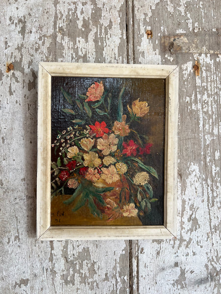 Beautiful Shabby Chic Framed Floral Oil