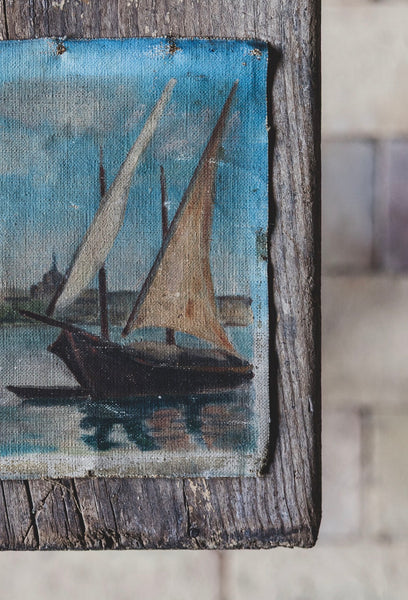 Sweet Antique Boat on Canvas