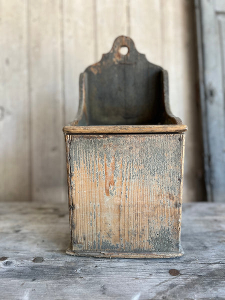 Folk art wooden salt box