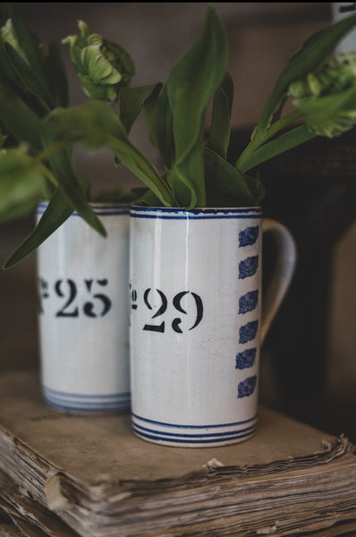 Antique Numbered Spongware Mugs