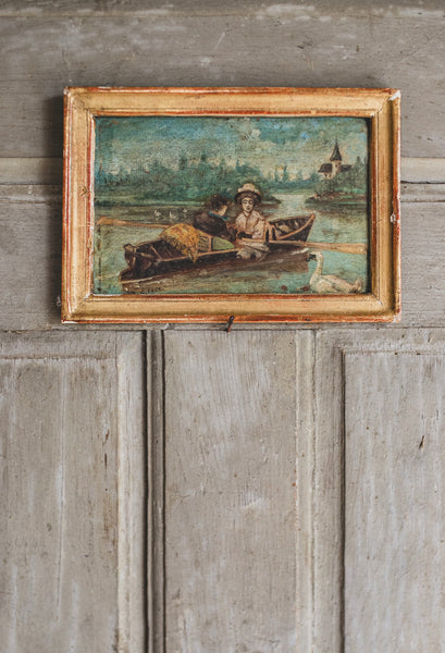 Antique French Boating Painting