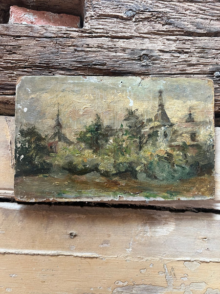 French Landscape Oil on Board