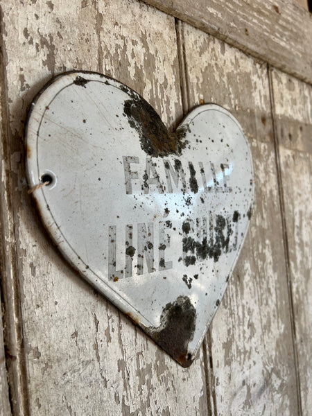 French Vintage Enamel Husband Family Memorial Heart (Large)