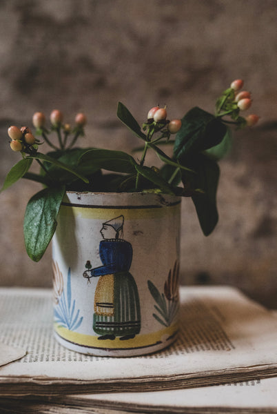 Large Folk Art Antique Mug