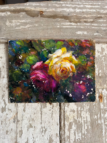 Beautiful French Floral Oil on Board