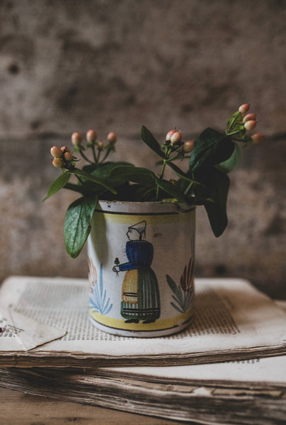 Large Folk Art Antique Mug