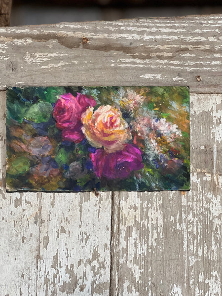 Beautiful French Floral Oil on Board