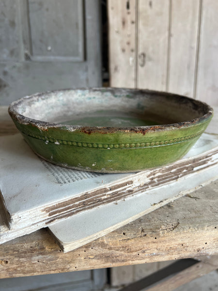 Antique Green Provençal Dish