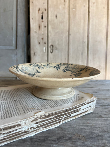 Beautiful French Floral Transferware raised dish