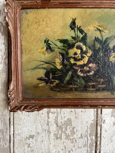 Beautiful Shabby Chic Framed French Floral Pansy