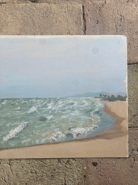 Vintage Beach Oil Painting