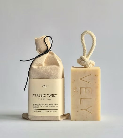 Natural Handmade Soap On A Rope "Classic Twist" with Oatmeal
