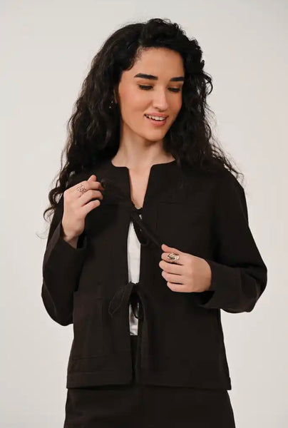 Saige by Nomads Collarless Jacket with Scallop