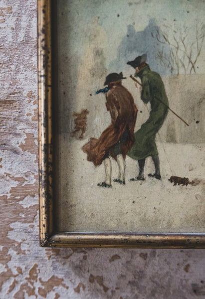 Sweet Antique Framed Cold Snap Painting