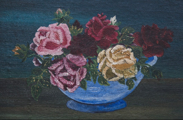 Dark French Floral Oil on Canvas